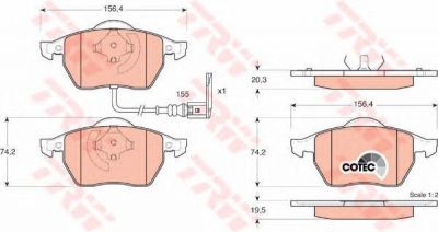 TRW GDB1403 Колодки тормозные передние AUDI A3 TT SKODA OCTAVIA VW BORA GOLF POLO 97- SEAT LEON, TOLEDO 99- (8N0698151A)