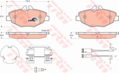 TRW GDB1542 Колодки передние (в комплекте с датчиками) MB W211/S211 1.8...3.2L (34209920)