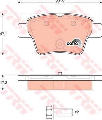 TRW GDB1620 Колодки тормозные CITROEN C4 04-/PEUGEOT 207 06-/307 00- задние торм.сист.BOSCH (425340)