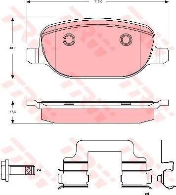 TRW GDB1650 КОМПЛЕКТ ТОРМОЗНЫХ КОЛОДОК, ДИСКОВЫЙ ТОРМОЗ
