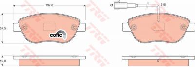 TRW GDB1655 Колодки тормозные FIAT STILO 01>07/DOBLO 06>/PUNTO 05> с датчиком передние