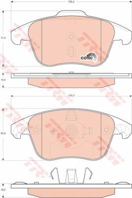 TRW GDB1691 Колодки передние CITROEN C4/DS4/PEUGEOT 3008/5008 2.0L 16V+2.0HDI (425362)