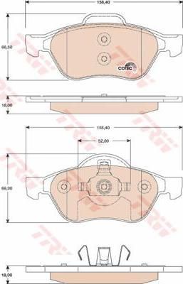 TRW GDB1787 комплект тормозных колодок, дисковый тормоз на RENAULT LAGUNA III (BT0/1)