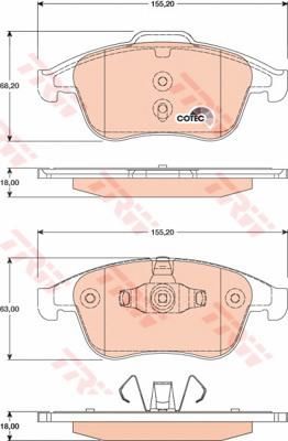 TRW GDB1790 Колодки тормозные RENAULT LATITUDE 11-/MEGANE 08-/SCENIC 09- передние (410607585R)