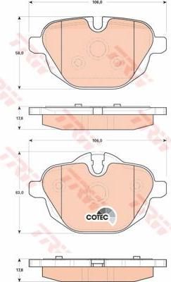 TRW GDB1840 Колодки задние 5-Serie (F10/F11)/X3(F25) all 10-> (34216796741)