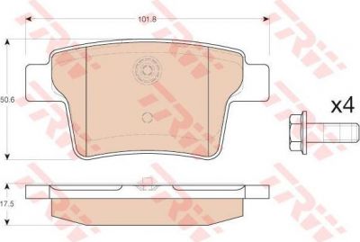 TRW GDB1988 КОЛОДКИ ТОРМОЗНЫЕ ЗАД. JAGUAR X-TYPE 03/01-12/09 ТОРМ. СИСТ.ASIAN