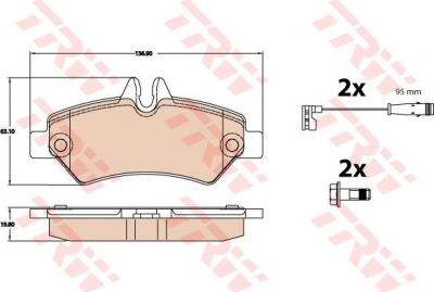 TRW GDB2076 комплект тормозных колодок, дисковый тормоз на MERCEDES-BENZ SPRINTER 5-t c бортовой платформой/ходовая часть (906)