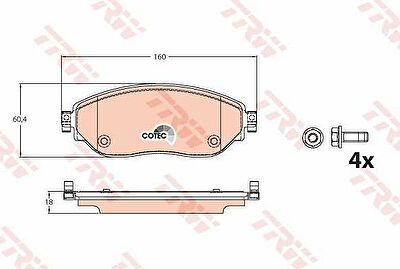 TRW GDB2096 Колодки передние OPEL VIVARO 2014-, RENAULT TRAFIC III GDB2096