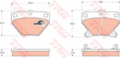 TRW GDB3243 Колодки тормозные задние TOYOTA CELICA 99- COROLLA 00- PRIUS 1.5 00- YARIS 99- (04466YZZD5)