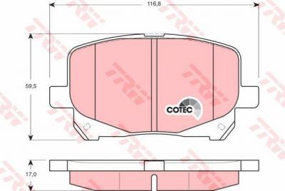 TRW GDB3248 Тормозные колодки дисковые передние TOYOTA PREVIA 2.4 02/01-01/06 116,8X59,5X17mmm (0446528460)