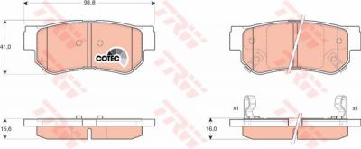 TRW GDB3284 Колодки задние HYUNDAI GETZ/MATRIX/SANTA FE/SONATA/TUCSON (5830238A10)