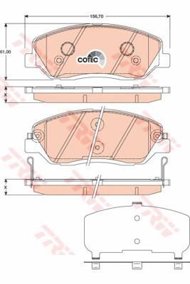 TRW GDB3418 Колодки передние HYUNDAI Santa Fe/KIA Sorento 09> (581012BA10)