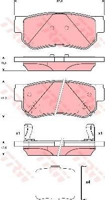 TRW GDB3432 Колодки задние HYUNDAI Getz /SANTA FE 01- (583021CA10)