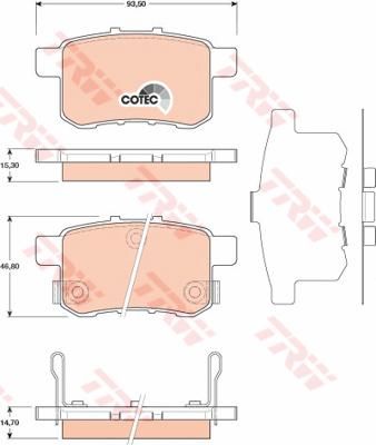 TRW GDB3482 Колодки задние HONDA ACCORD 08- (43022TL1G01)