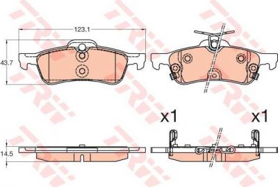 TRW GDB3588 колодки торм.зад. Honda Civic 12- (х/б)