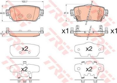 TRW GDB3617 колодки торм.зад. Qashqai 14-/X-Trail T32 15-