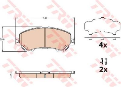 TRW GDB3631 комплект тормозных колодок, дисковый тормоз на NISSAN X-TRAIL (T32_)