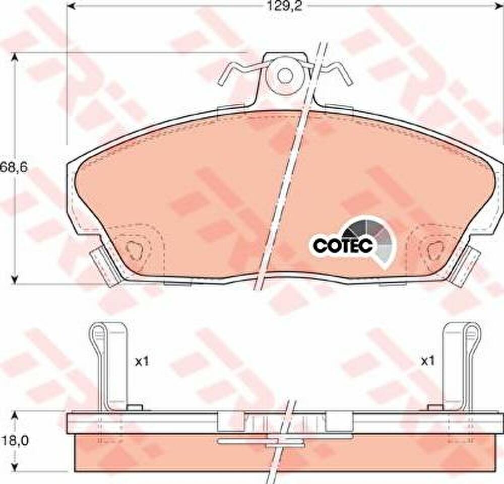 TRW GDB496 GDB496 Колодки тормозные HONDA CIVIC 1.4-1.8 94-05 передние