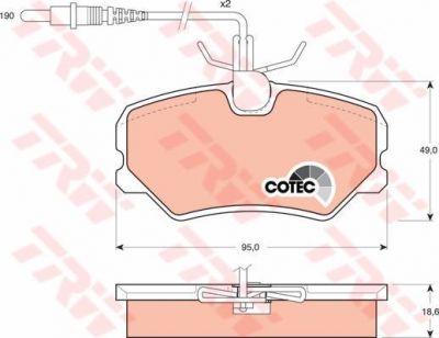 TRW GDB793 Колодки передние PEUGEOT 306 7A, 7C, N3, N5 -01 (425270)