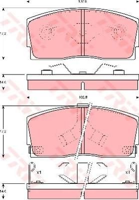 TRW GDB886 Колодки тормозные DAIHATSU CHARADE 83-92 (449187103)