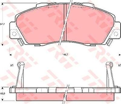 TRW GDB995 Колодки тормозные дисковые передние HONDA ACCORD Mk IV/V/VI (CE, CF) 1996/02 - 1998/10 с АБС/CRV I(RD) 10/95-02/02 (572393)