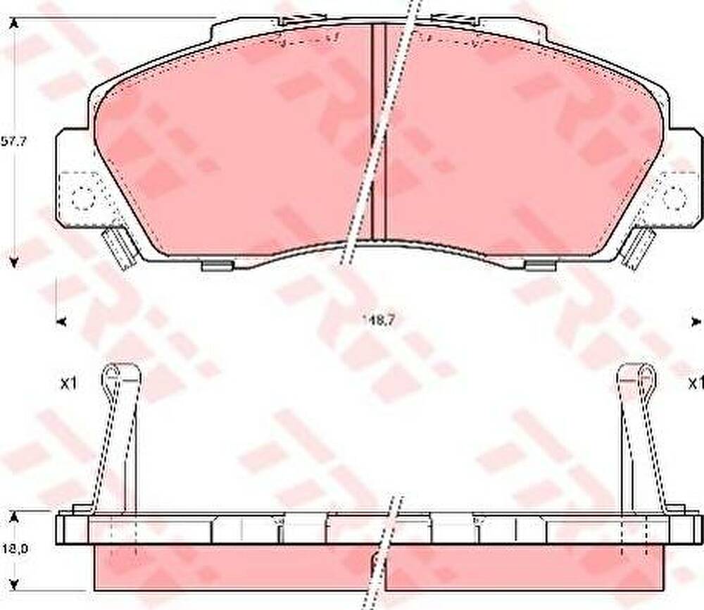 TRW GDB995 Колодки тормозные дисковые передние HONDA ACCORD Mk IV/V/VI (CE, CF) 1996/02 - 1998/10 с АБС/CRV I(RD) 10/95-02/02 (572393)