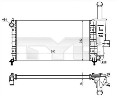 TYC 709-0026-R радиатор, охлаждение двигателя на FIAT PUNTO (188)