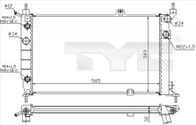 TYC 725-0002 радиатор, охлаждение двигателя на OPEL ASTRA F Наклонная задняя часть (53_, 54_, 58_, 59_)