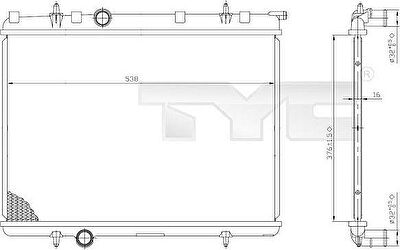 TYC 726-0009 радиатор, охлаждение двигателя на PEUGEOT 206 SW (2E/K)