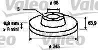 VALEO Тормозной диск задний 245x10mm VAG Passat (3B3) 1,6 00-05, (4A0615601A, 186294)