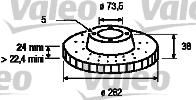 Valeo 186730 тормозной диск на DODGE CARAVAN