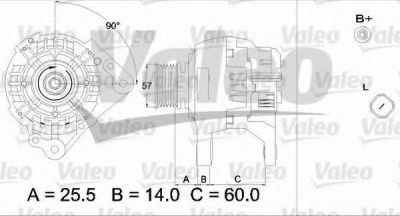 VALEO Генератор 14v, 90a VAG A3, A4, fabia, Octavia, golf IV, transporter t5, Passat (028903028D, 437316)