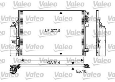 VALEO Радиатор кондиционера RENAULT LOGAN 04-08/MEGANE I 1.4-2.0/1.9 DCi (8200090213, 814051)