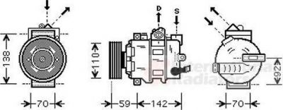 Van Wezel 0300K349 компрессор, кондиционер на VW GOLF VI кабрио (517)