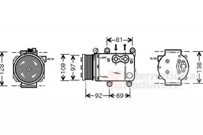 Van Wezel 1800K419 компрессор, кондиционер на FORD MONDEO III седан (B4Y)