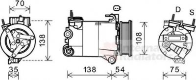 Van Wezel 1800K478 компрессор, кондиционер на VOLVO V70 III (BW)