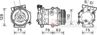 Van Wezel 1800K479 компрессор, кондиционер на FORD TRANSIT c бортовой платформой/ходовая часть