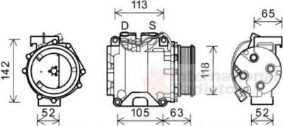 Van Wezel 2500K238 компрессор, кондиционер на HONDA ACCORD VII Tourer (CM)