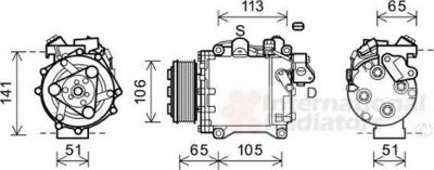 Van Wezel 2500K263 компрессор, кондиционер на HONDA CR-V III (RE)