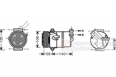 Van Wezel 3700K446 компрессор, кондиционер на OPEL ASTRA H GTC (L08)