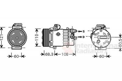 Van Wezel 3700K464 компрессор, кондиционер на OPEL CORSA C фургон (F08, W5L)