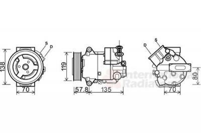 Van Wezel 3700K497 компрессор, кондиционер на OPEL INSIGNIA