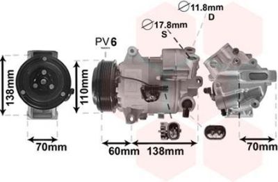 Van Wezel 3700K616 компрессор, кондиционер на OPEL ASTRA J Sports Tourer