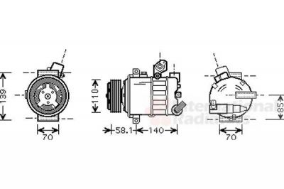 Van Wezel 5800K285 компрессор, кондиционер на VW POLO (6R, 6C)