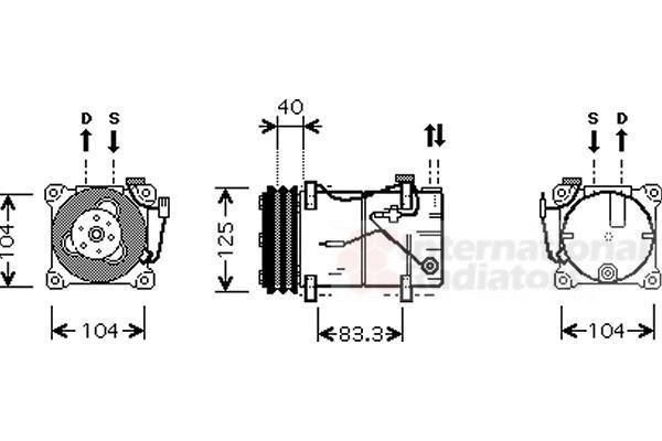 Van Wezel 5900K119 компрессор, кондиционер на VOLVO 940 II универсал (945)