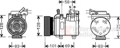 Van Wezel 8200K159 компрессор, кондиционер на HYUNDAI GETZ (TB)