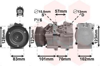 Van Wezel 8200K209 компрессор, кондиционер на HYUNDAI TUCSON (JM)
