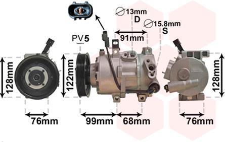 Van Wezel 8200K296 компрессор, кондиционер на HYUNDAI i40 CW (VF)