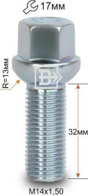 Вектор BK Болт M14x1.5 L32 сфера ключ 17 мм