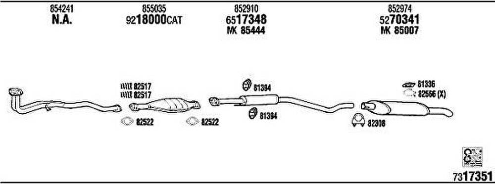 WALKER OP45035 система выпуска ог на OPEL ASTRA F универсал (51_, 52_)